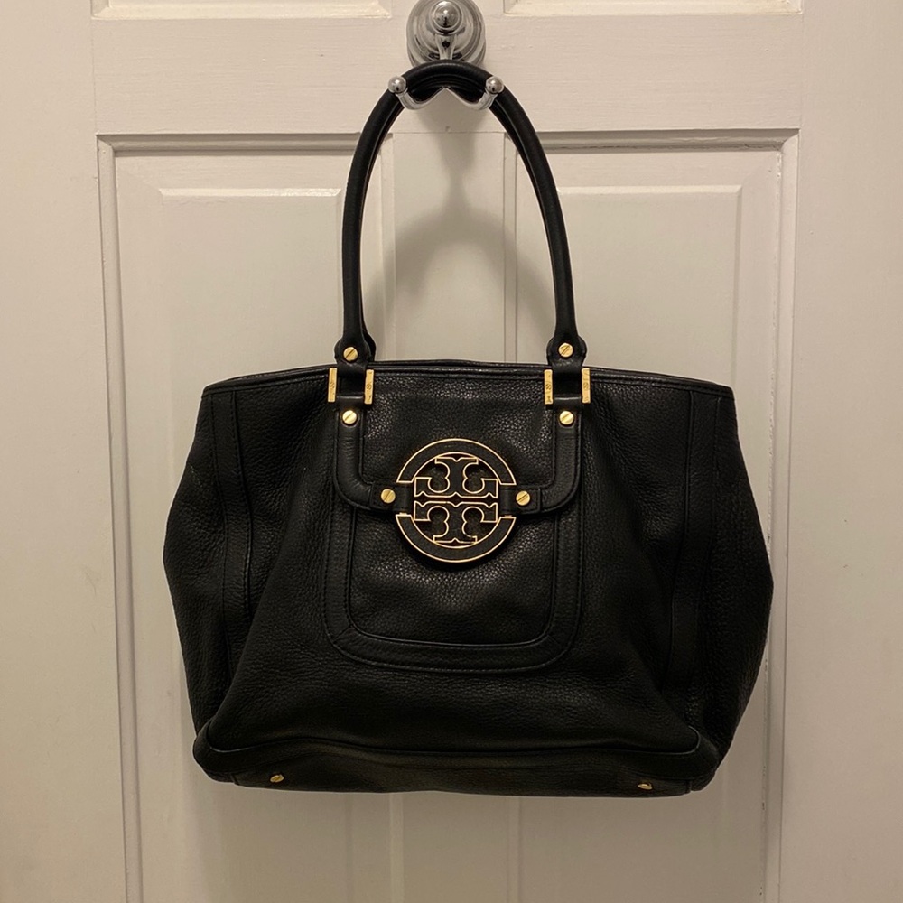 Tory burch black Amanda top handle tote.